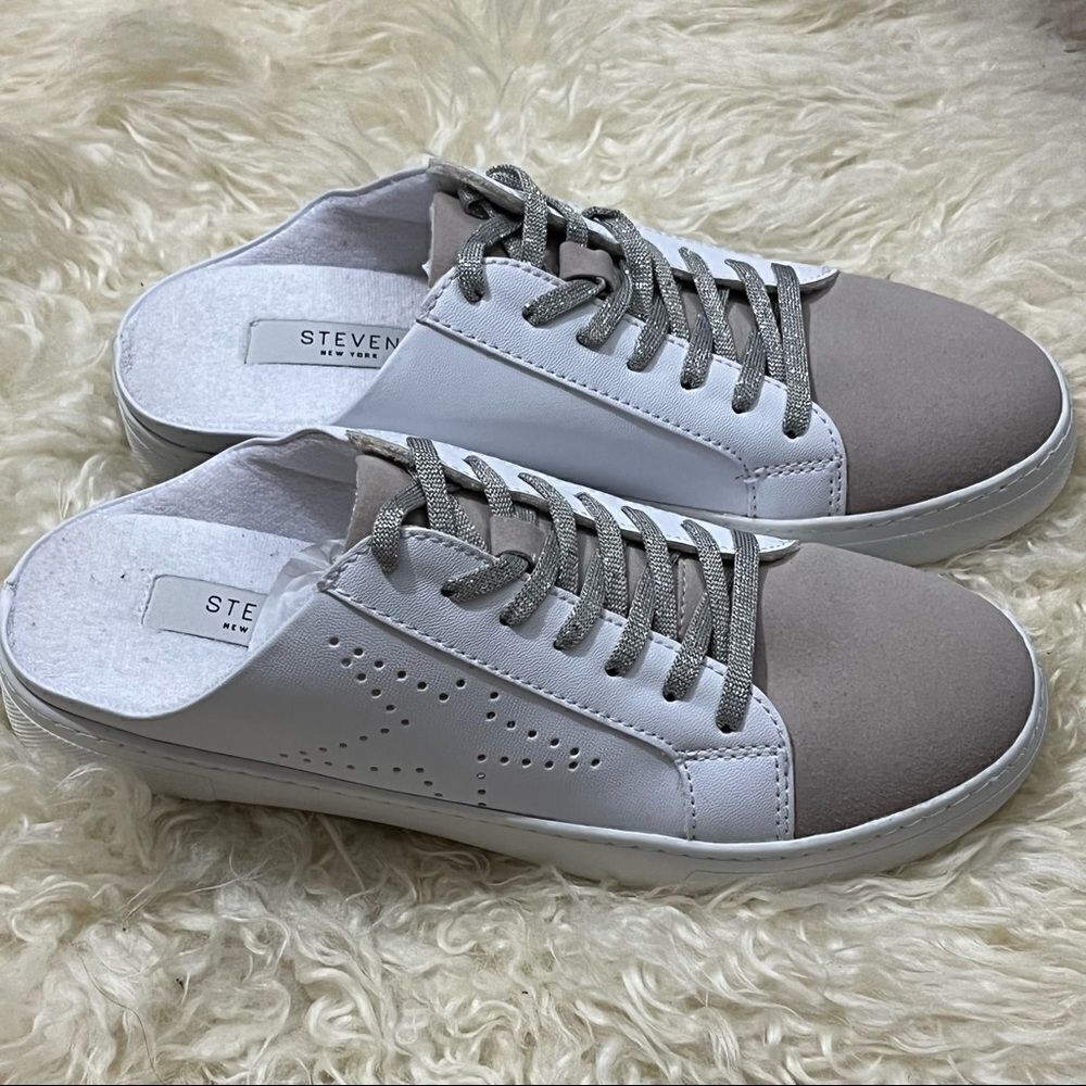 Steve Madden White Slip On Vegan Leather Sneakers 8M